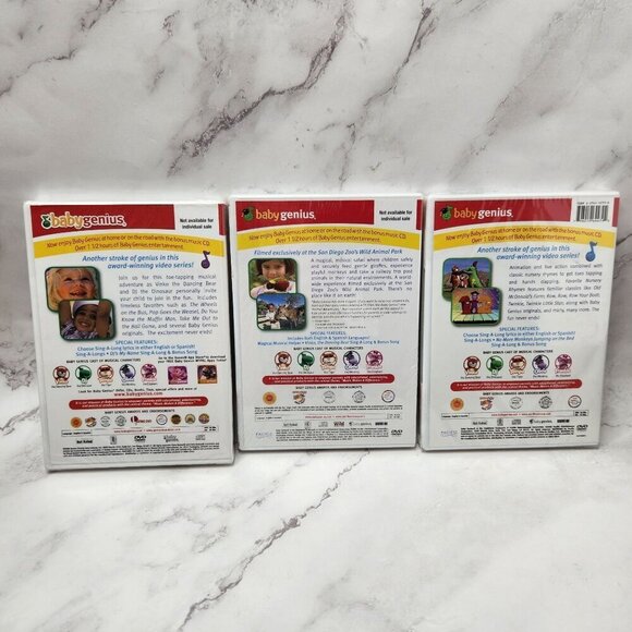 Babygenius DVD Set of 3 SEALED Favorite Nursey Rhymes Children's Songs - Picture 2 of 3